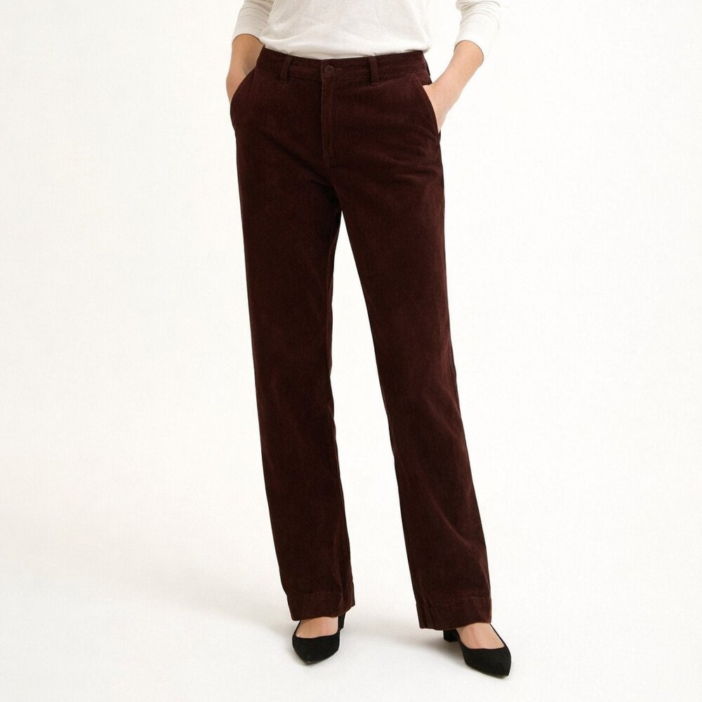 Masons Velvet Pants Size 44 (US 10) Chocolate Brown Straight Leg Mid Rise